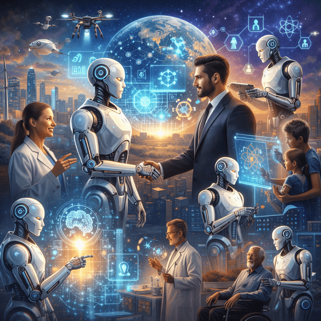 Humanoid robot interacting with humans